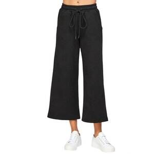 NEW SEE AND BE SEEN textured cropped flare pant in black